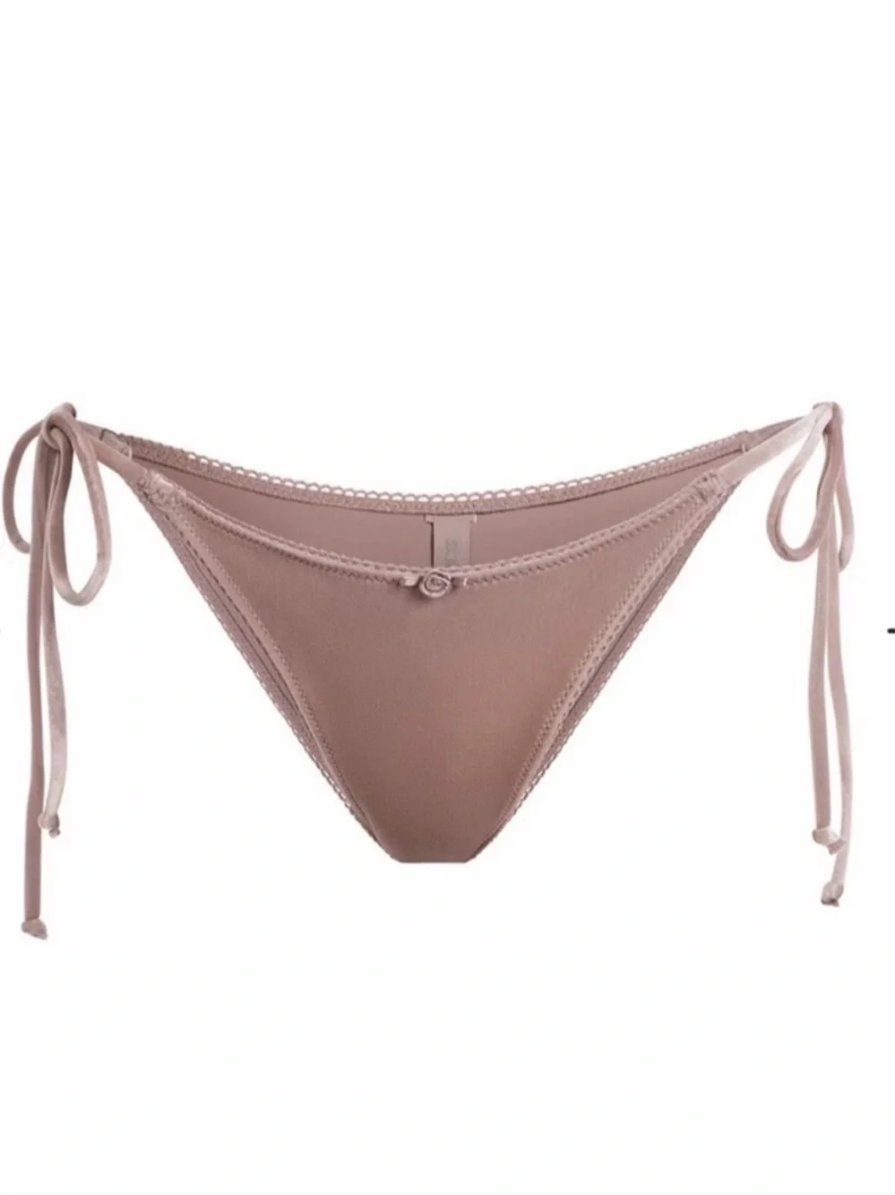 SKIMS Velvet Swim Tie Tanga Bottoms in Umber M NWT